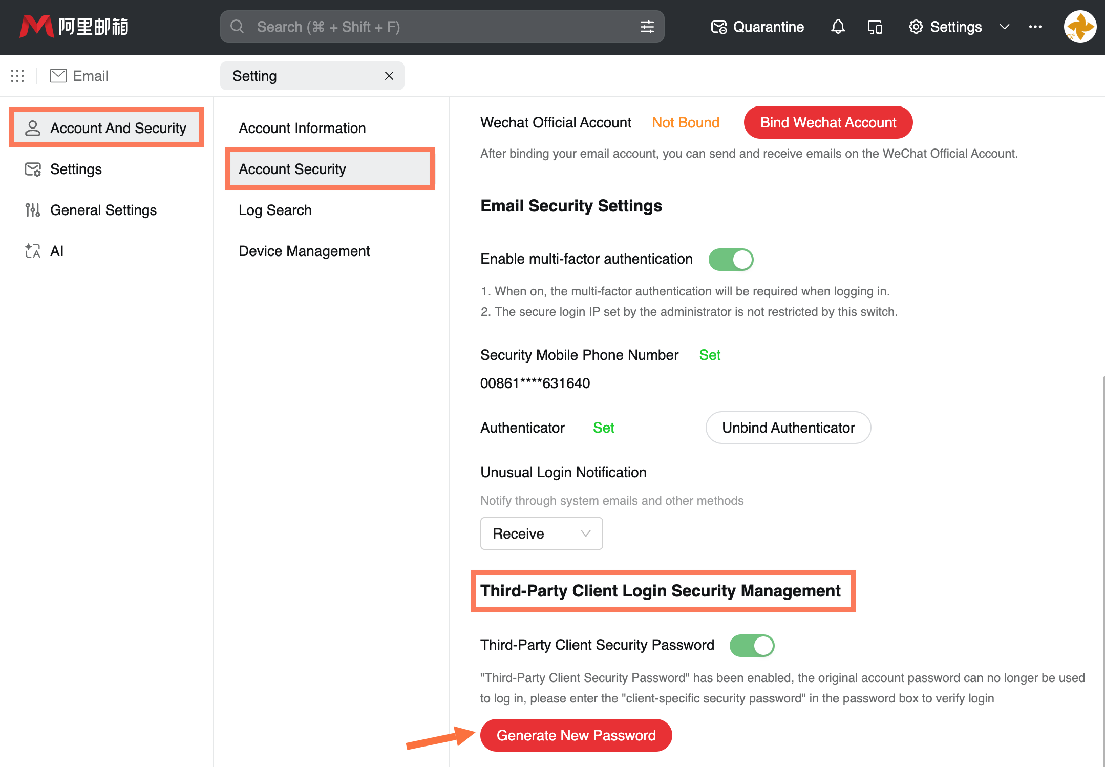 [Image12: Account & Security settings page]
